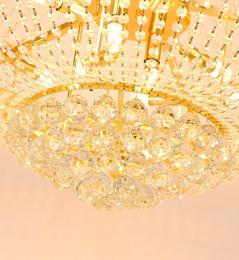SparkAura Grand Luxury Crystal Chandelier – Gold Pendant Light for Staircase, Lobby & Hall (Dia100xH150cm, Warm LED Glow)