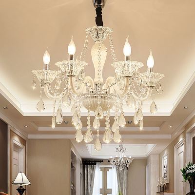 SparkAura European Crystal Chandelier – Luxury Pendant Ceiling Light for Living & Dining Spaces