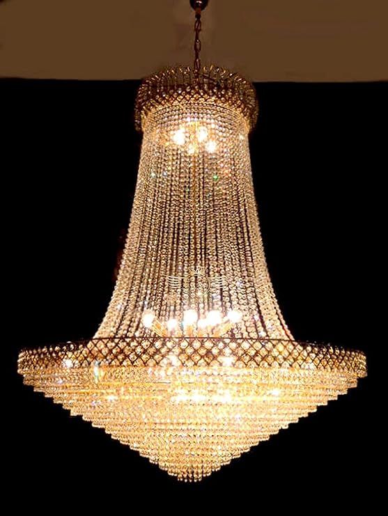 SparkAura 30/40-Inch Gold Crystal Chandelier – Luxury Iron Frame Pendant Light