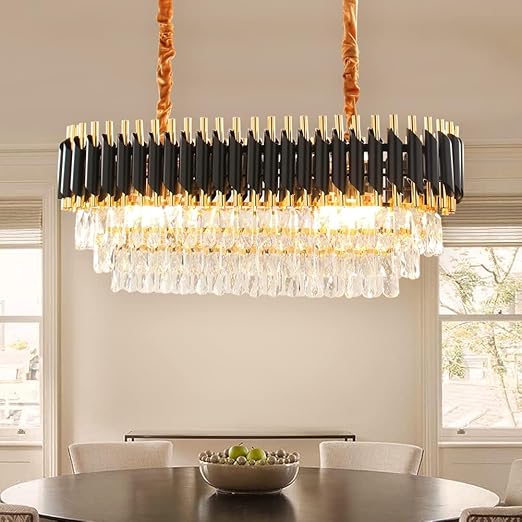 SparkAura Luxury Modern K9 Crystal Chandelier – Multiple Sizes & Colors | Elegant Ceiling Light for Living Room, Dining & Bedroom