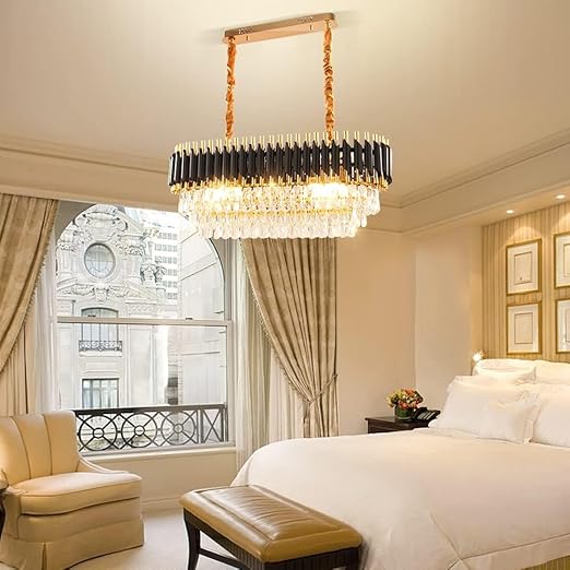 SparkAura Luxury Modern K9 Crystal Chandelier – Multiple Sizes & Colors | Elegant Ceiling Light for Living Room, Dining & Bedroom