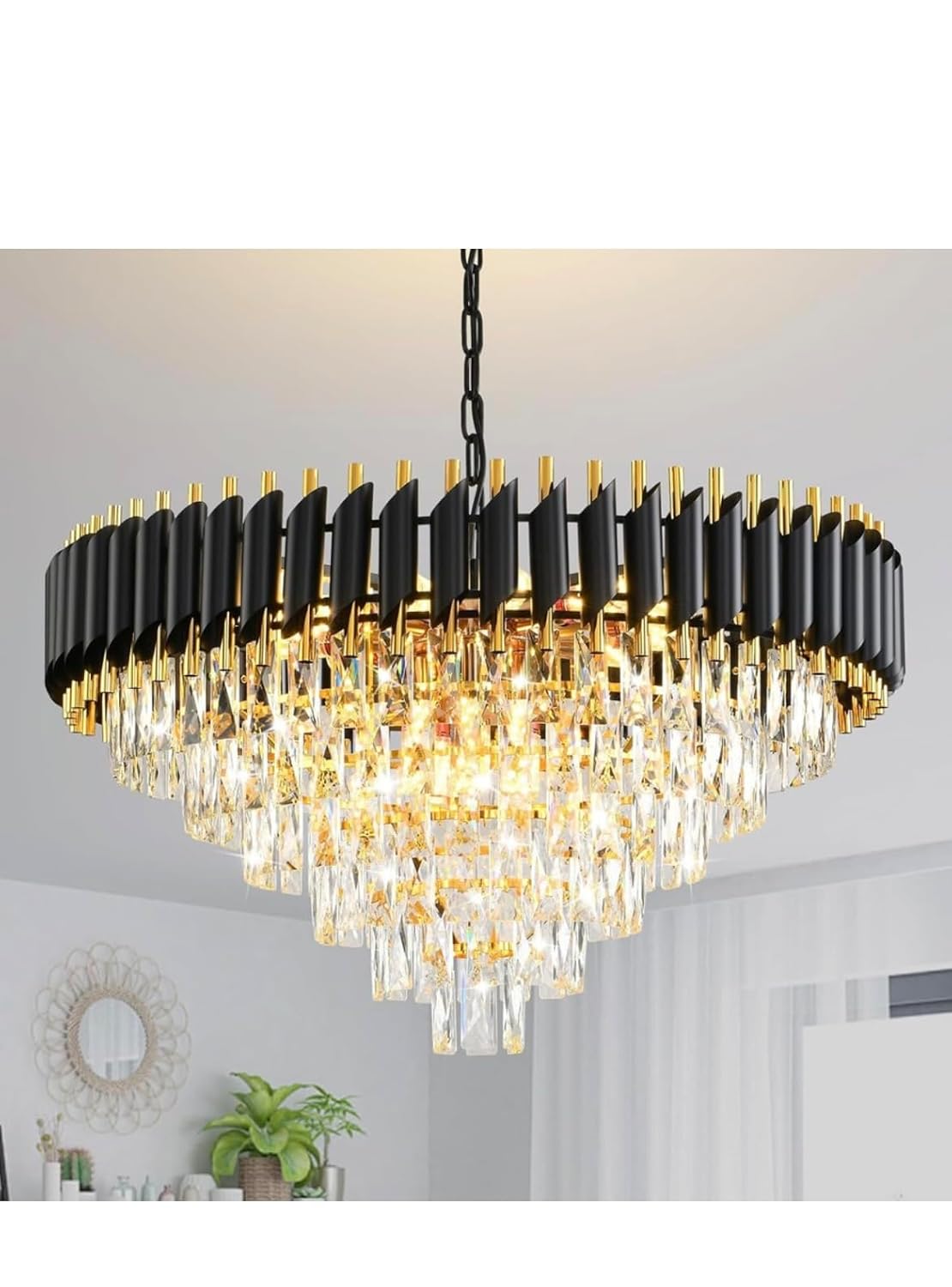 SparkAura Luxury Modern K9 Crystal Chandelier – Multiple Sizes & Colors | Elegant Ceiling Light for Living Room, Dining & Bedroom