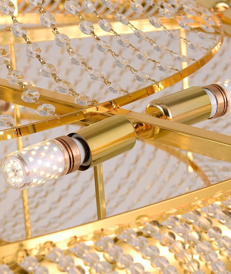 SparkAura Grand Luxury Crystal Chandelier – Gold Pendant Light for Staircase, Lobby & Hall (Dia100xH150cm, Warm LED Glow)
